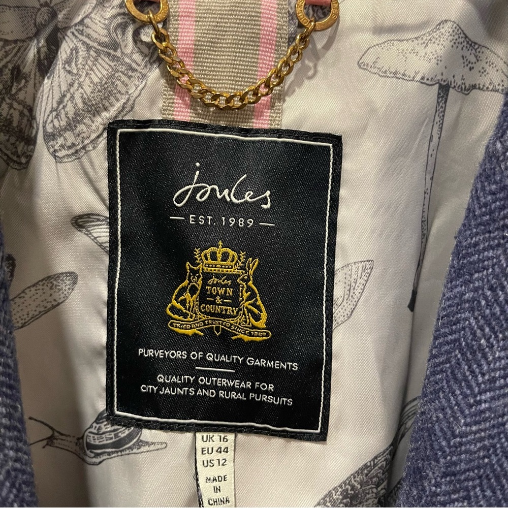 Joules Bramble Navy Tweed Wool Blend Women's Equestrian Style Blazer Size 12 - Picture 2 of 12